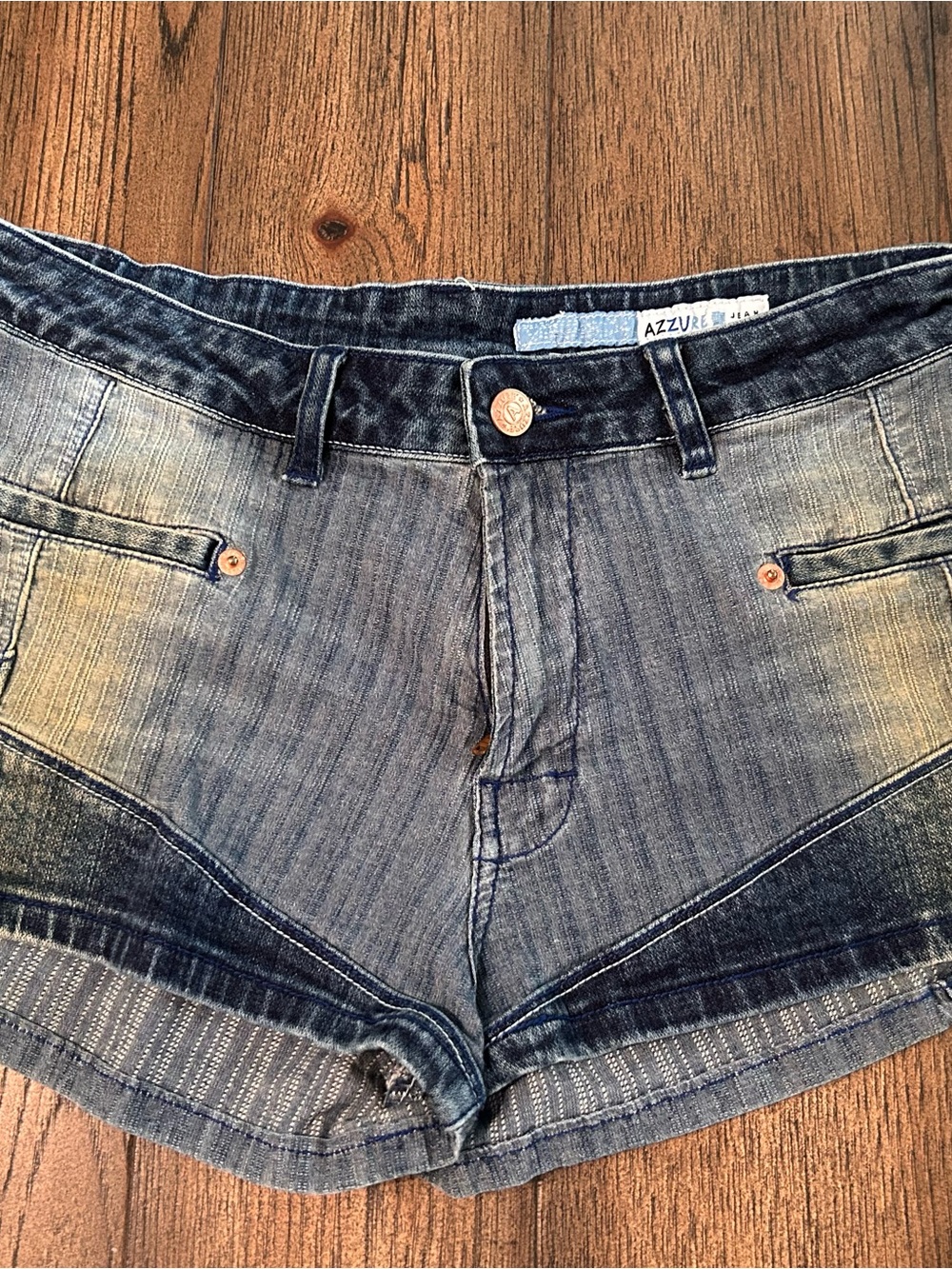 Azzurel Denim Blue Women's Jean Shorts - Mid-Rise Washed Finish